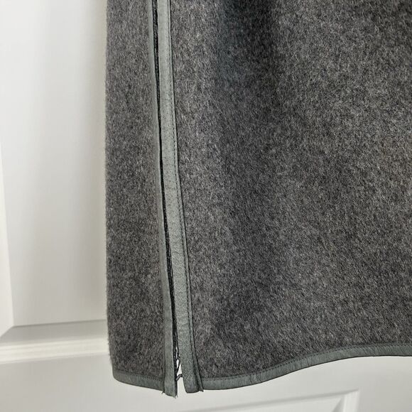 Maskit Wool Cashmere Open Front Jacket Belt Leather Detail Side Pockets Gray - Picture 5 of 15